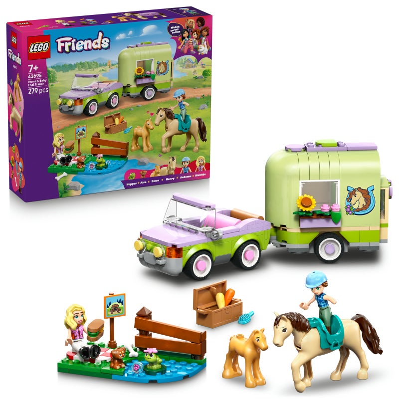 LEGO Friends Horse & Baby Foal Trailer 42695 Building Toy Set (279 Pieces) - Image 1